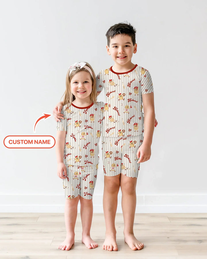 Zweiteiliges Pyjama-Set mit kurzen Ärmeln und Shorts im Sommer-Design