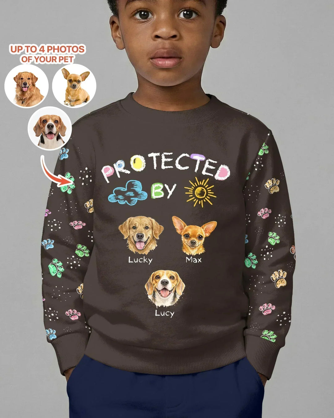Personalisierbares Foto-Bambus-Rundhals-Sweatshirt „Protected By“