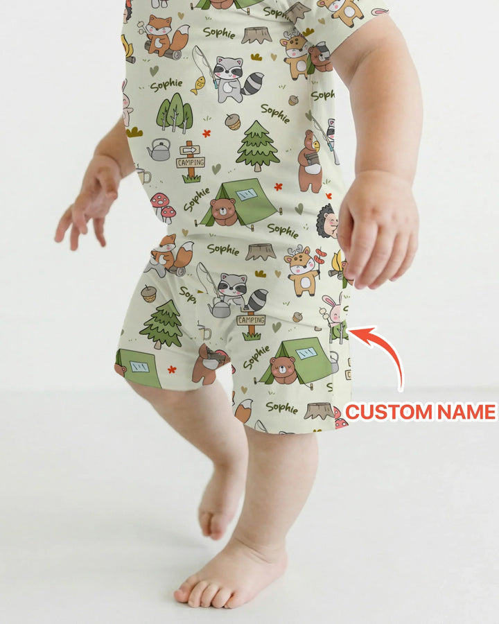 Zweiteiliges Pyjama-Set mit kurzen Ärmeln und Shorts im Sommer-Design