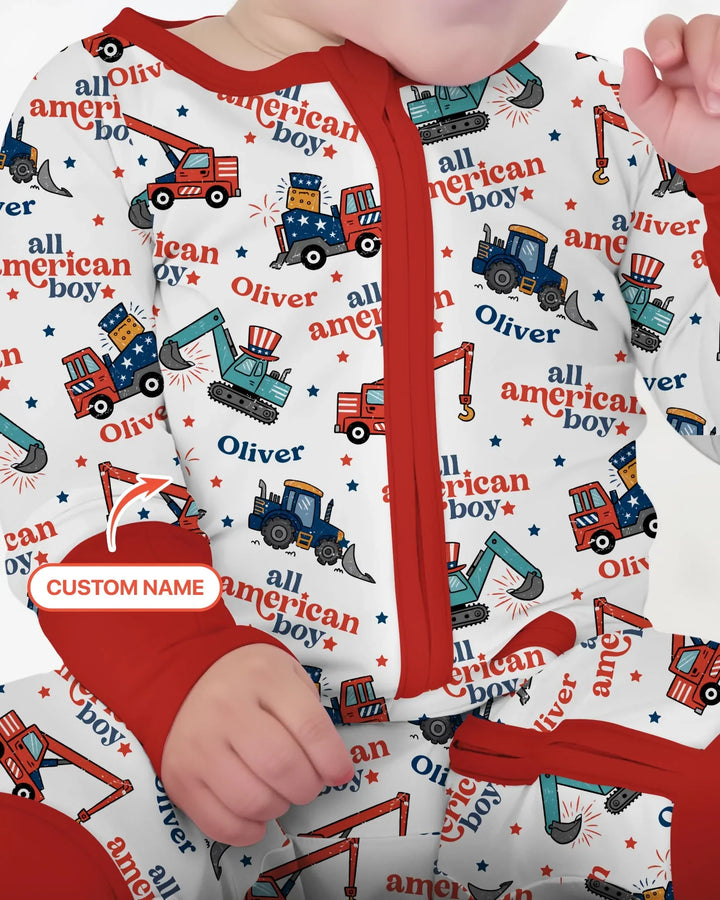 Custom Name All-American Boy Bamboo Convertible Zippy