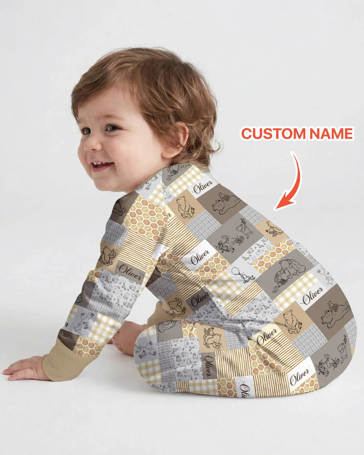 Personalized Classic Bear Patchwork  Bamboo Convertible Zippy