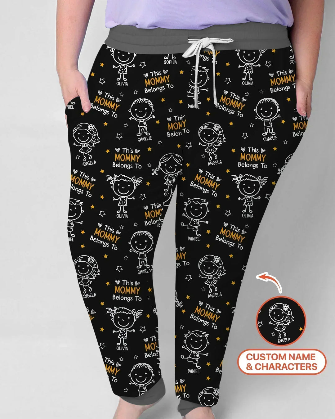 Personalisierter Name „Diese Mama gehört zu“ Doodle Bambus Damen Pyjama-Set