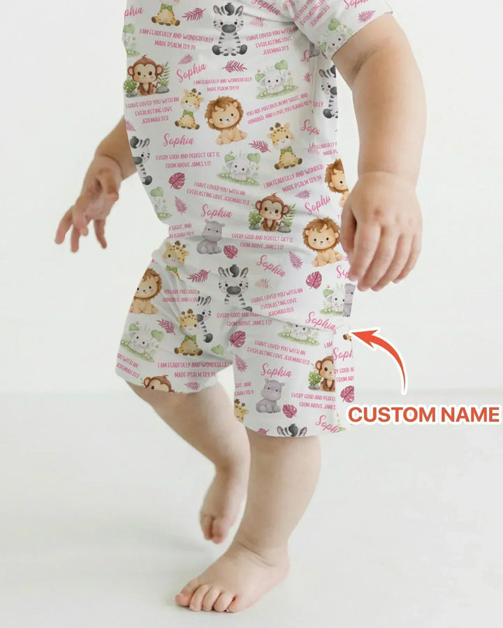 Zweiteiliges Pyjama-Set mit kurzen Ärmeln und Shorts im Sommer-Design