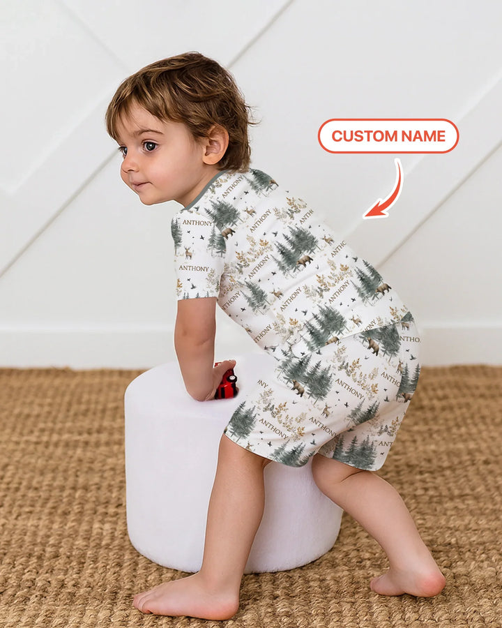 Zweiteiliges Pyjama-Set mit kurzen Ärmeln und Shorts im Sommer-Design