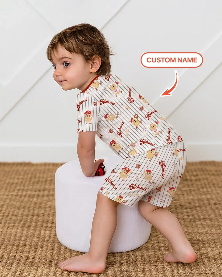Zweiteiliges Pyjama-Set mit kurzen Ärmeln und Shorts im Sommer-Design