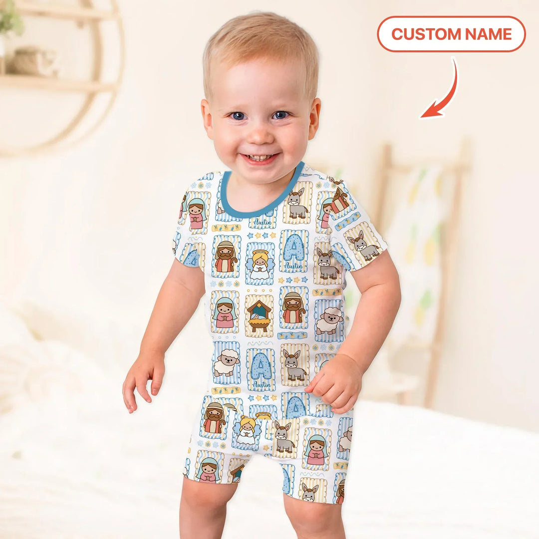 Zweiteiliges Pyjama-Set mit kurzen Ärmeln und Shorts im Sommer-Design