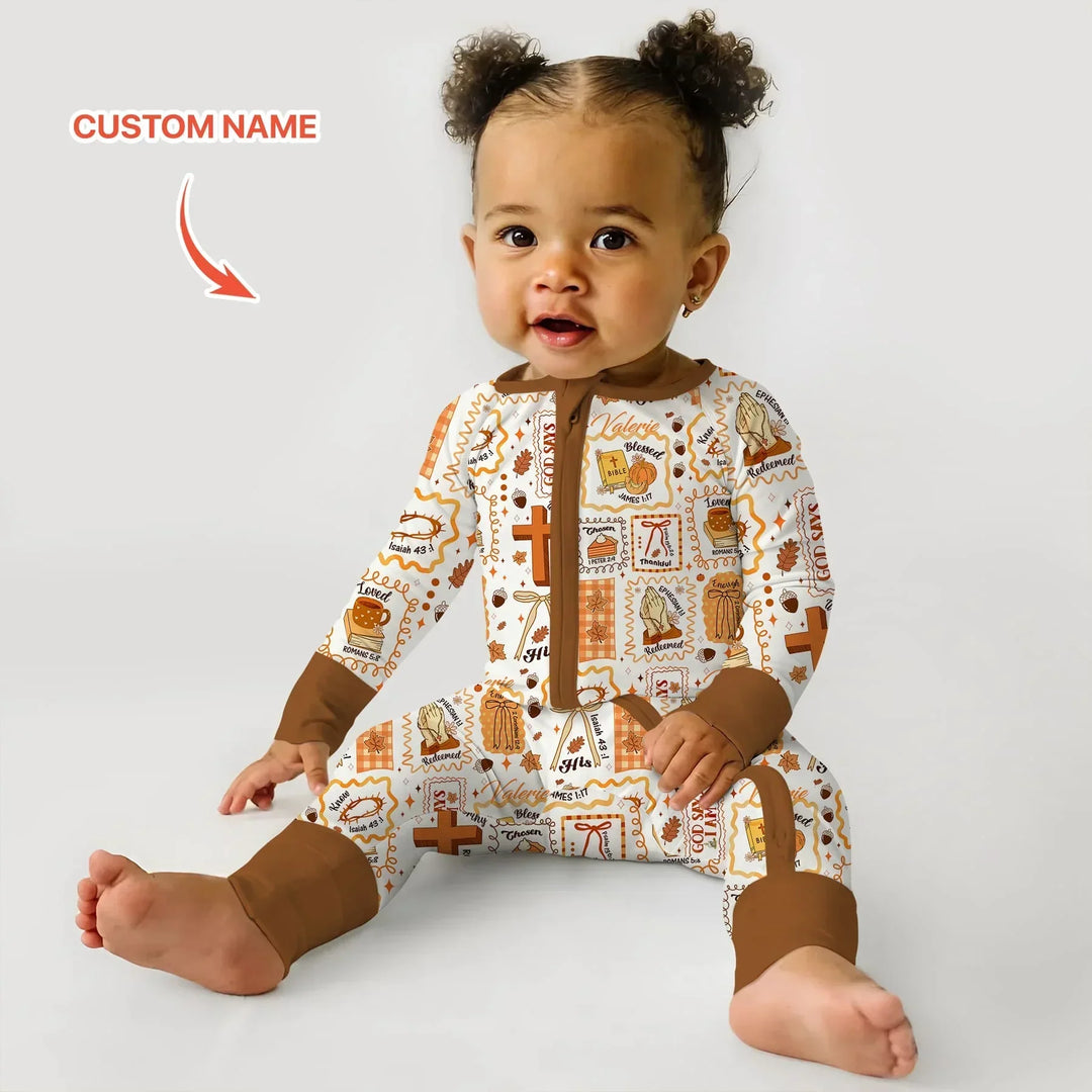 Custom Name I Am Thankful For Jesus Convertible Zippy , Custom Name I Am Thankful For Jesus Convertible Zippy - 0-3M