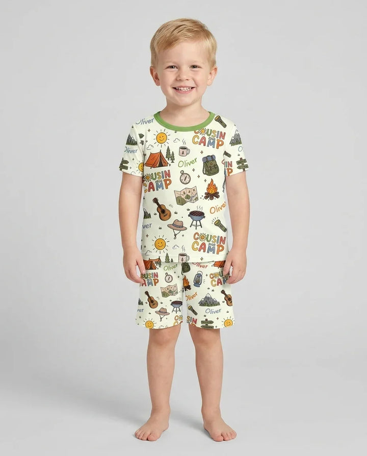 Schlafanzug-Set zweiteilig, kurze Ärmel, kurze Hose, Bambus