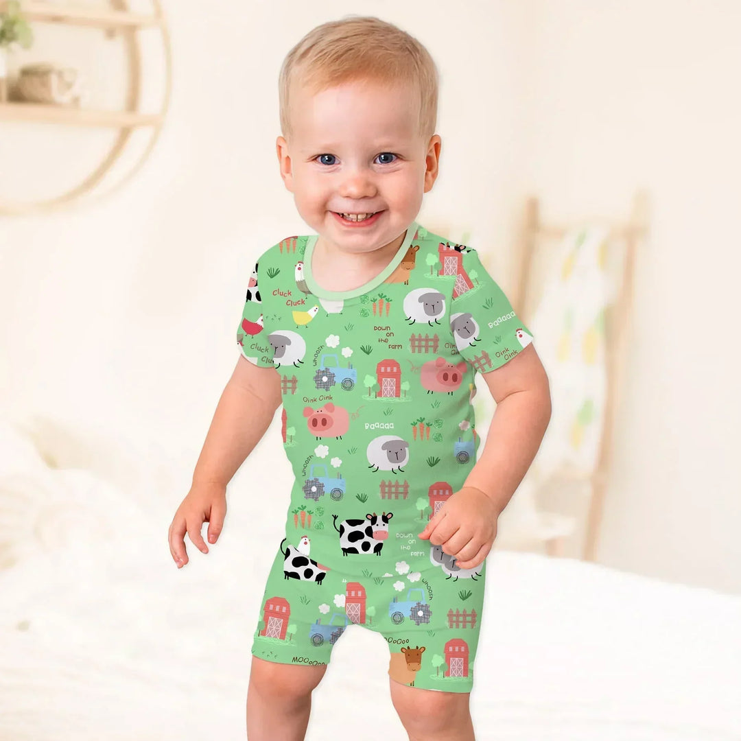 Template Zweiteiliges Pyjama-Set mit kurzen Ärmeln und Shorts