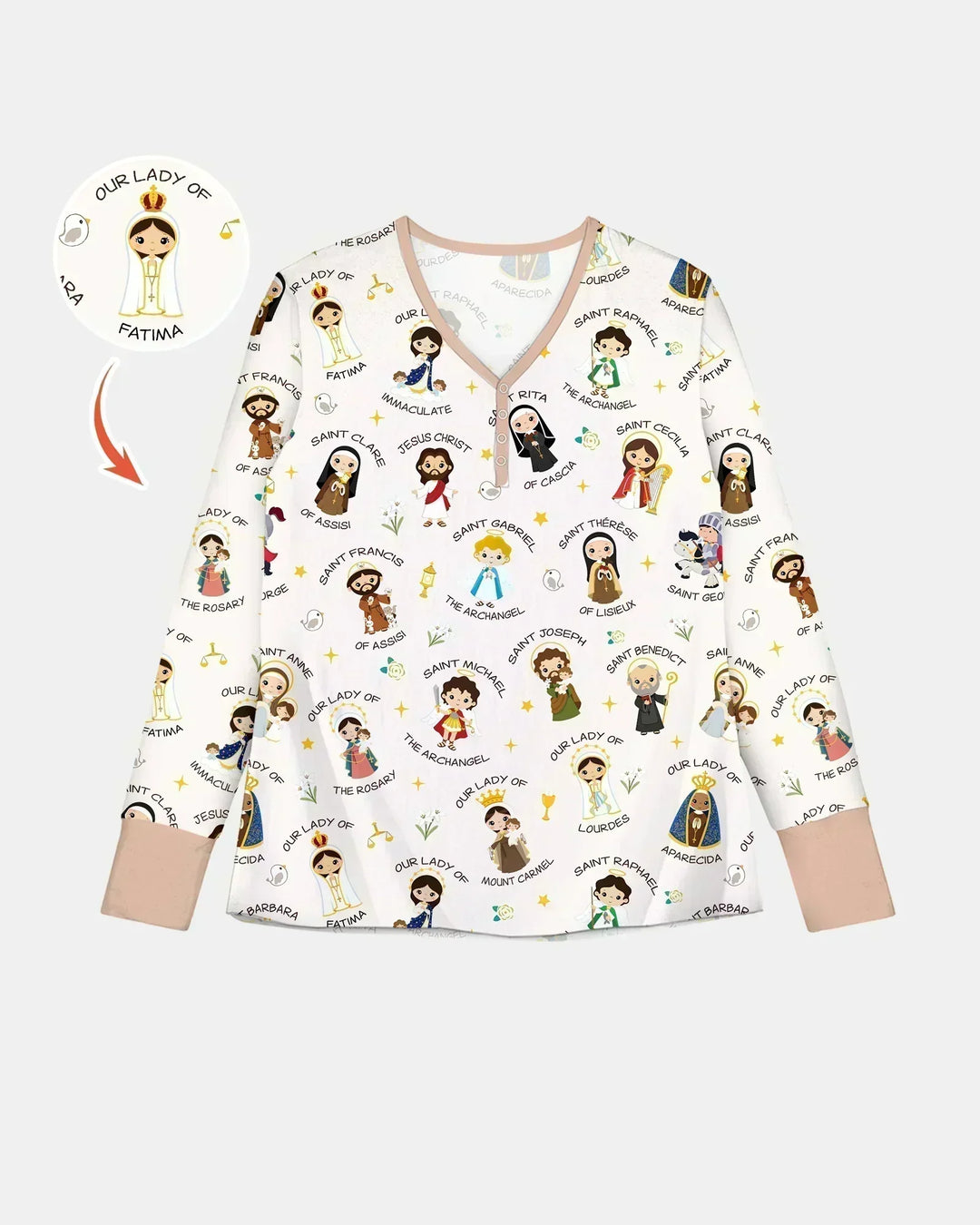 Betet für uns, Familien-Pyjama-Set aus Bambus für Damen