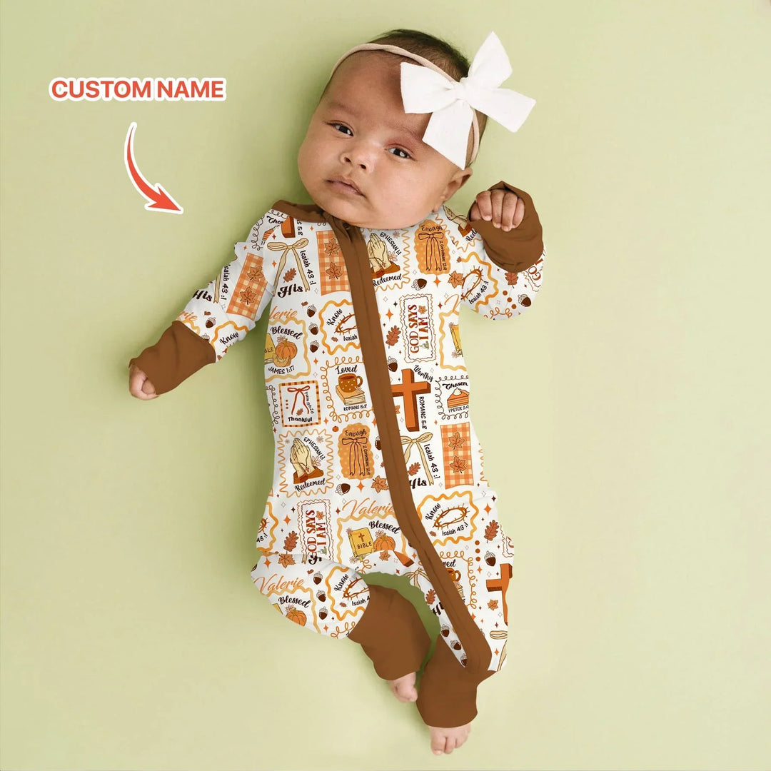 Custom Name I Am Thankful For Jesus Convertible Zippy , Custom Name I Am Thankful For Jesus Convertible Zippy - 0-3M