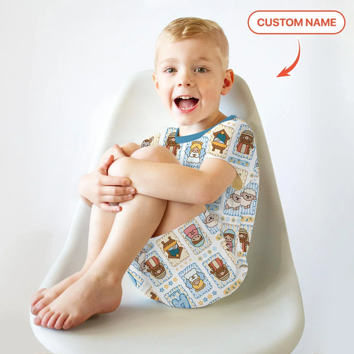 Zweiteiliges Pyjama-Set mit kurzen Ärmeln und Shorts im Sommer-Design
