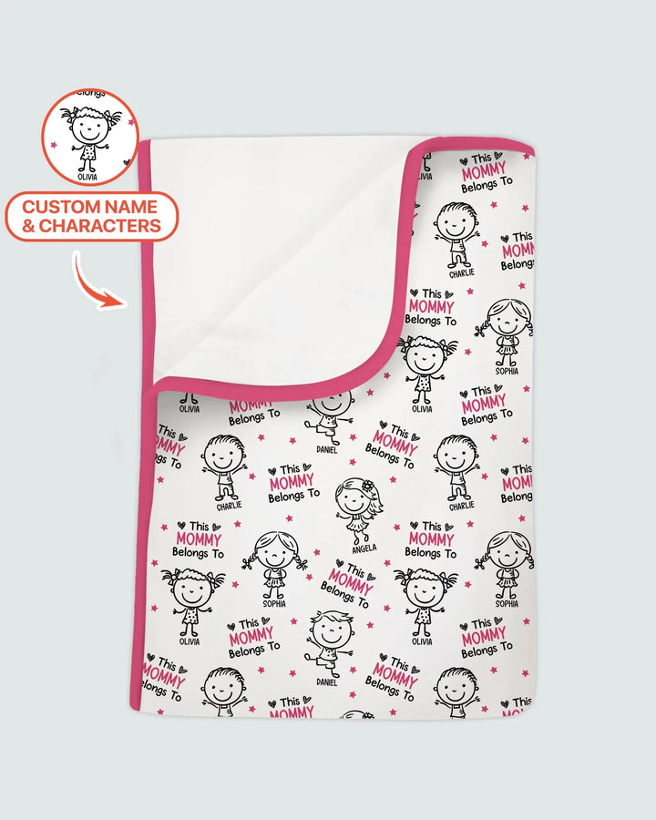 Custom Name "This Mommy Belongs To" Doodle Bamboo Blanket