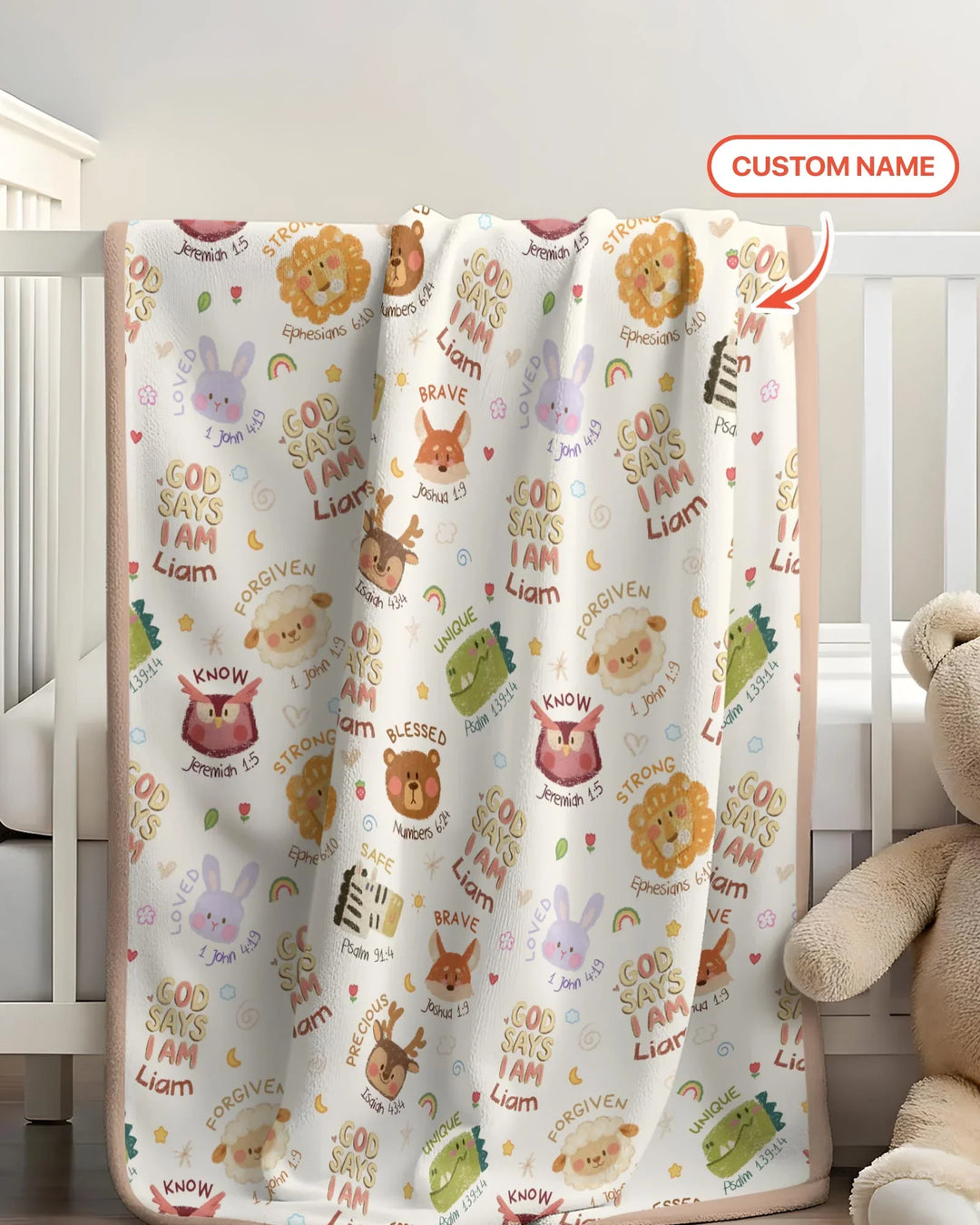 God Says I Am — Little Flock Custom Name Blanket
