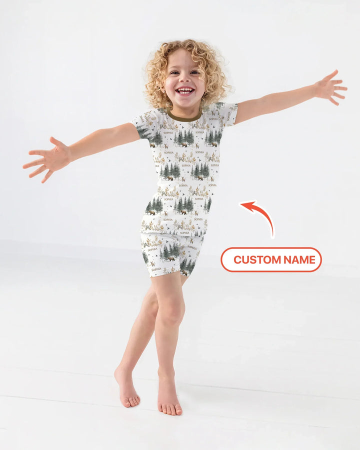 Zweiteiliges Pyjama-Set mit kurzen Ärmeln und Shorts im Sommer-Design