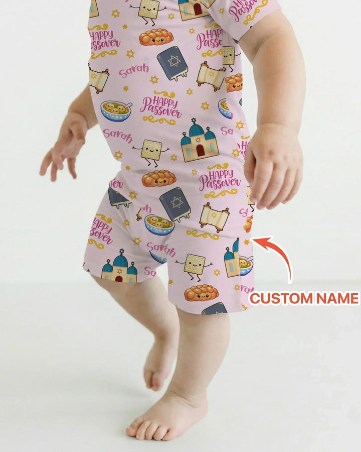 Zweiteiliges Pyjama-Set mit kurzen Ärmeln und Shorts im Sommer-Design