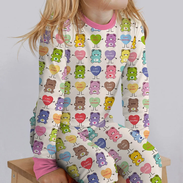 Zweiteiliges Langarm-Pyjama-Set mit Sommerfrüchten