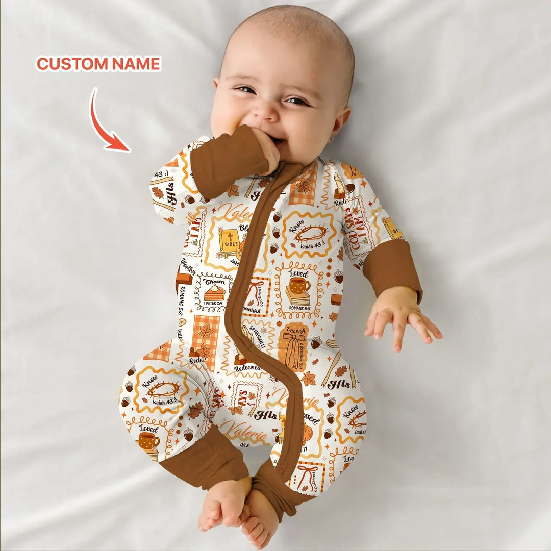 Custom Name I Am Thankful For Jesus Convertible Zippy , Custom Name I Am Thankful For Jesus Convertible Zippy - 0-3M
