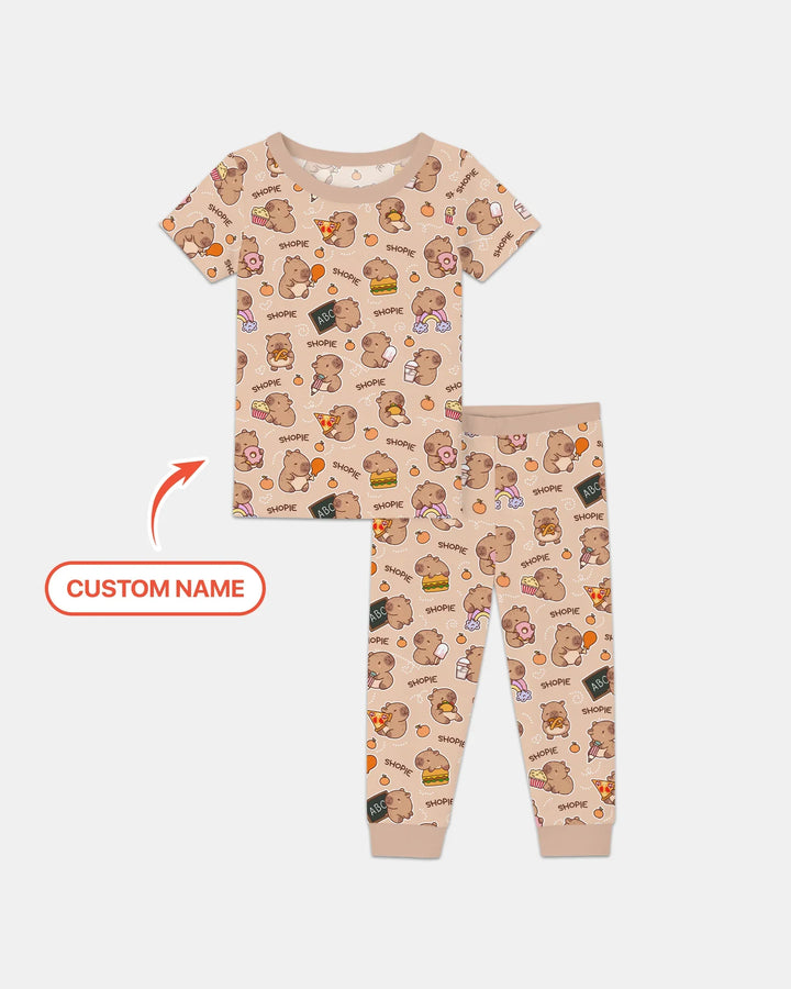 Zweiteiliges, kurzärmliges Pyjama-Set mit Marienkäfern
