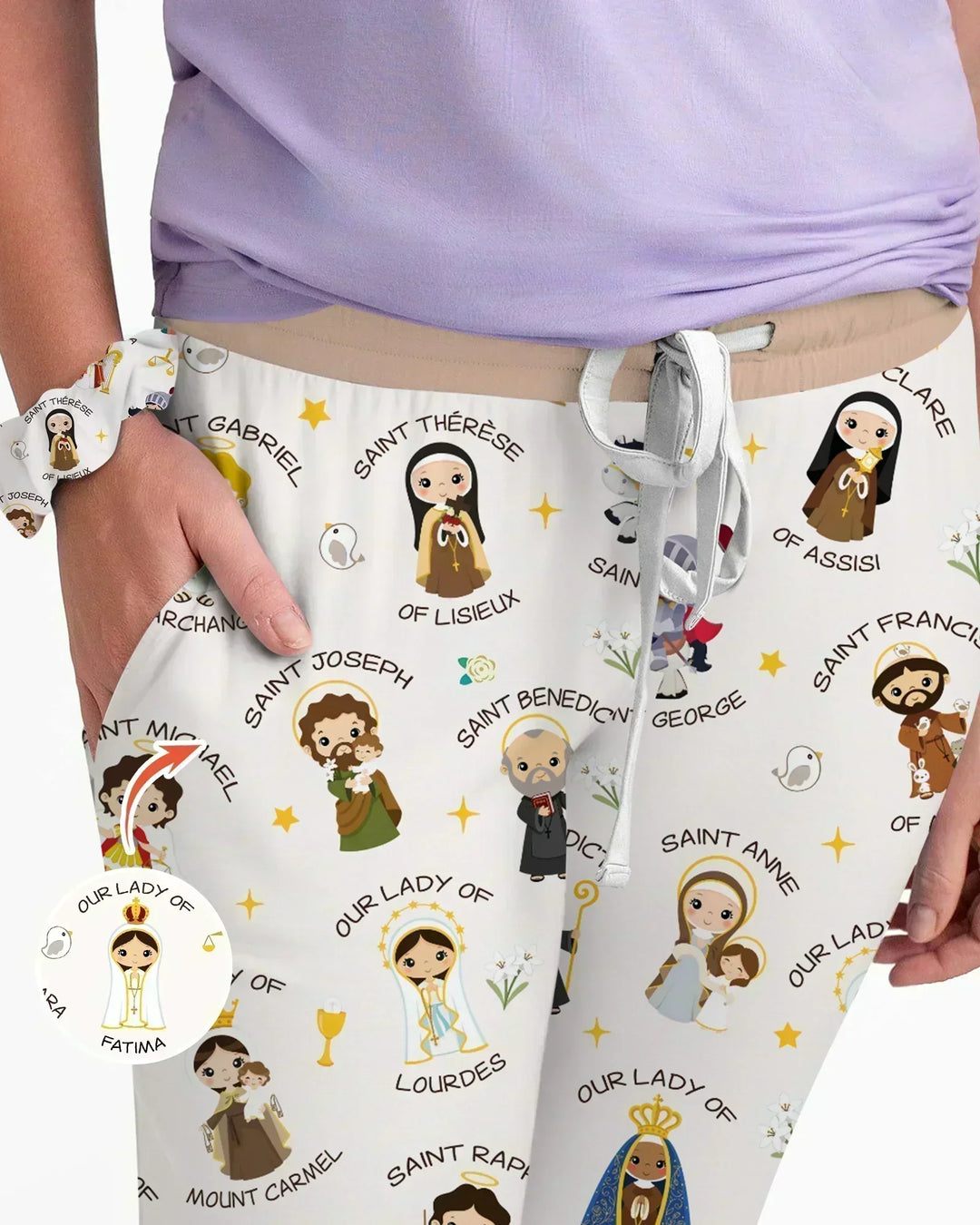Betet für uns, Familien-Pyjama-Set aus Bambus für Damen