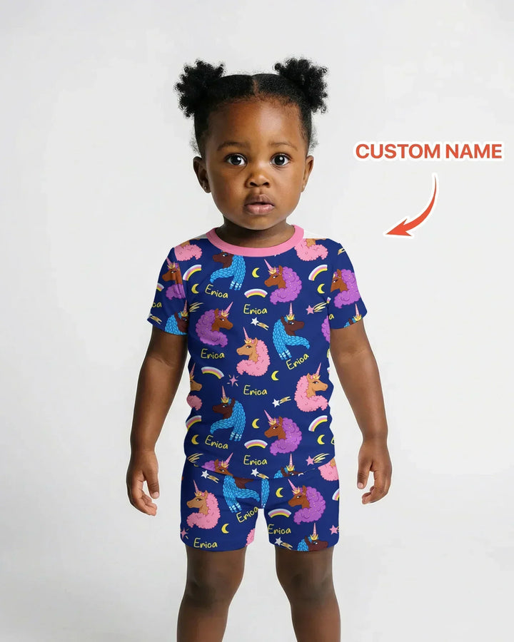 Zweiteiliges Pyjama-Set mit kurzen Ärmeln und Shorts im Sommer-Design