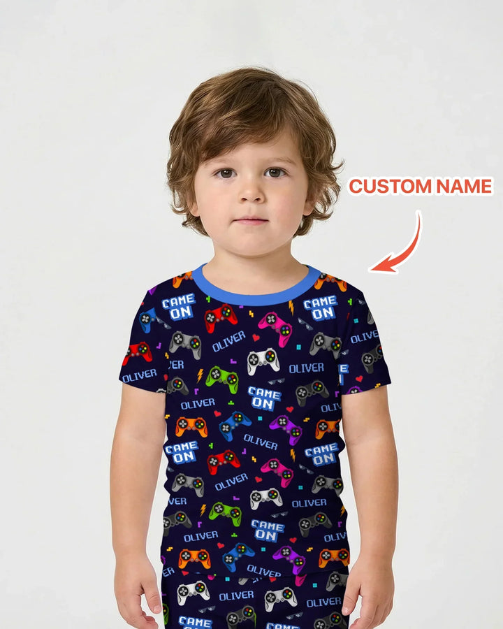 Zweiteiliges Pyjama-Set mit kurzen Ärmeln und Shorts im Sommer-Design