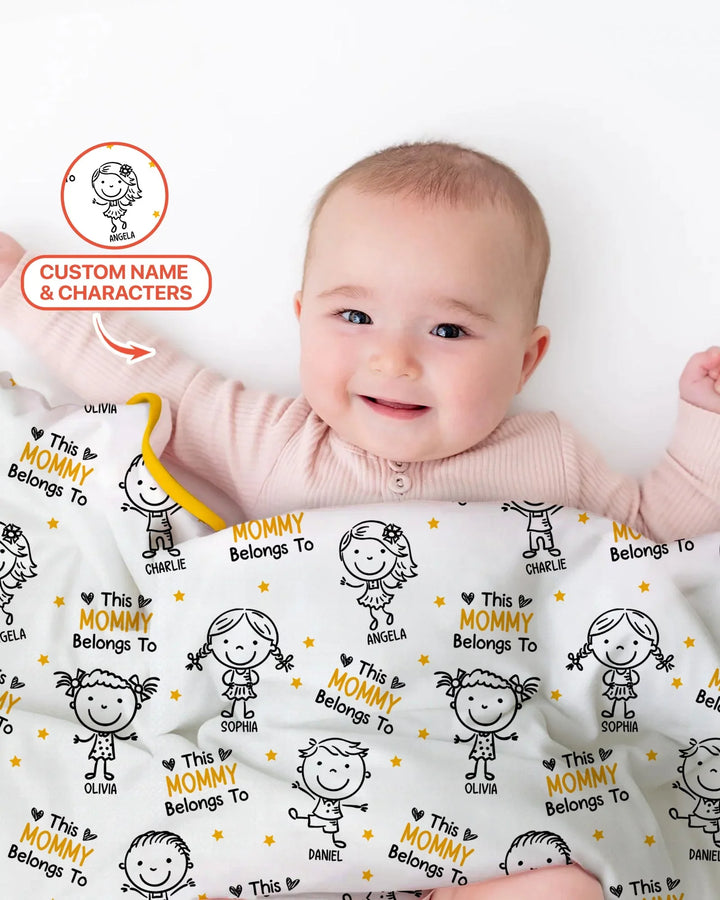 Custom Name "This Mommy Belongs To" Doodle Bamboo Blanket