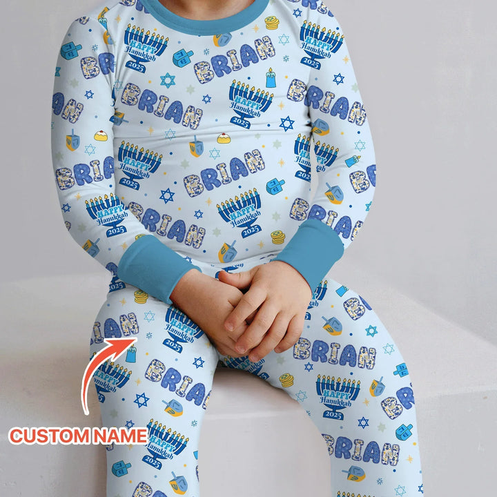 Zweiteiliges Langarm-Pyjama-Set mit Sommerfrüchten