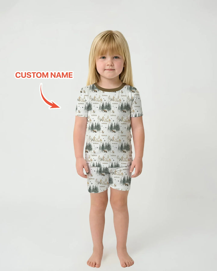 Zweiteiliges Pyjama-Set mit kurzen Ärmeln und Shorts im Sommer-Design