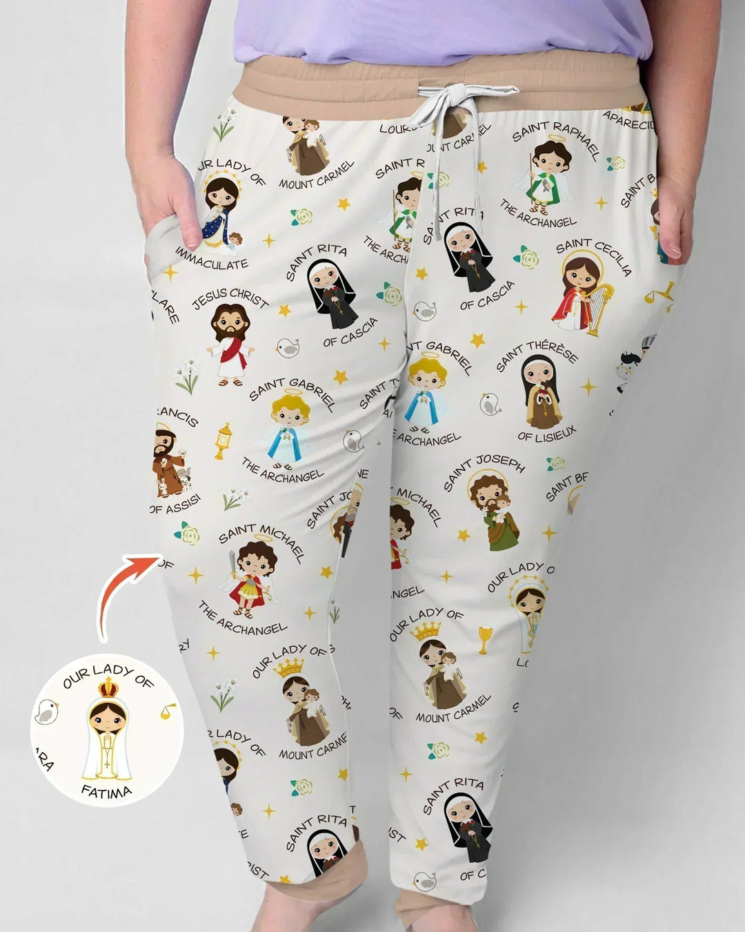 Betet für uns, Familien-Pyjama-Set aus Bambus für Damen
