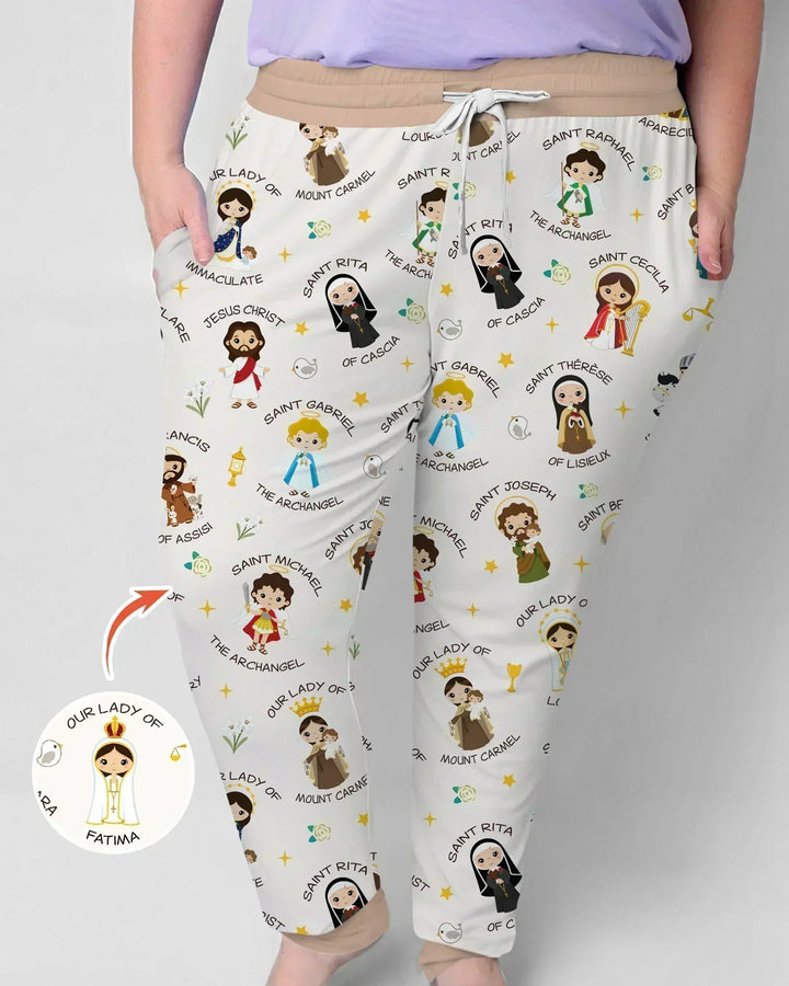 Betet für uns, Familien-Pyjama-Set aus Bambus für Damen