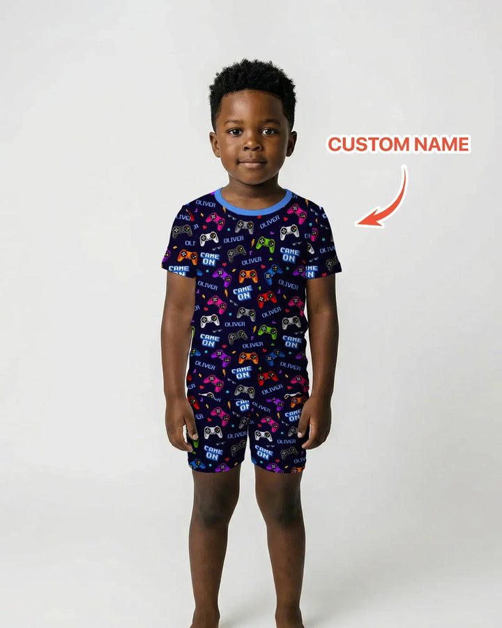 Zweiteiliges Pyjama-Set mit kurzen Ärmeln und Shorts im Sommer-Design