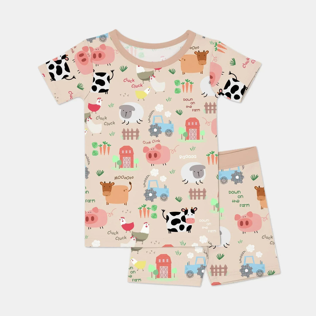 Template Zweiteiliges Pyjama-Set mit kurzen Ärmeln und Shorts