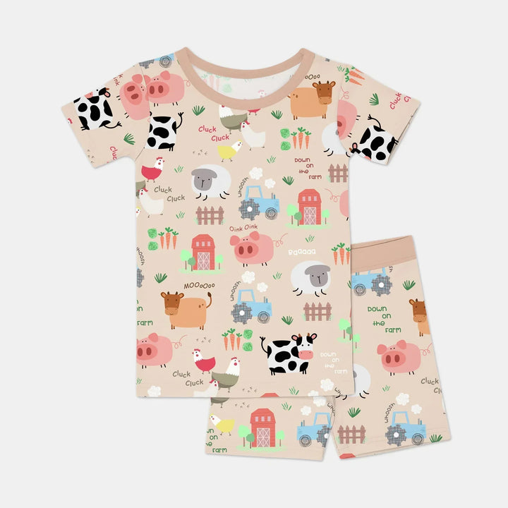 Template Zweiteiliges Pyjama-Set mit kurzen Ärmeln und Shorts