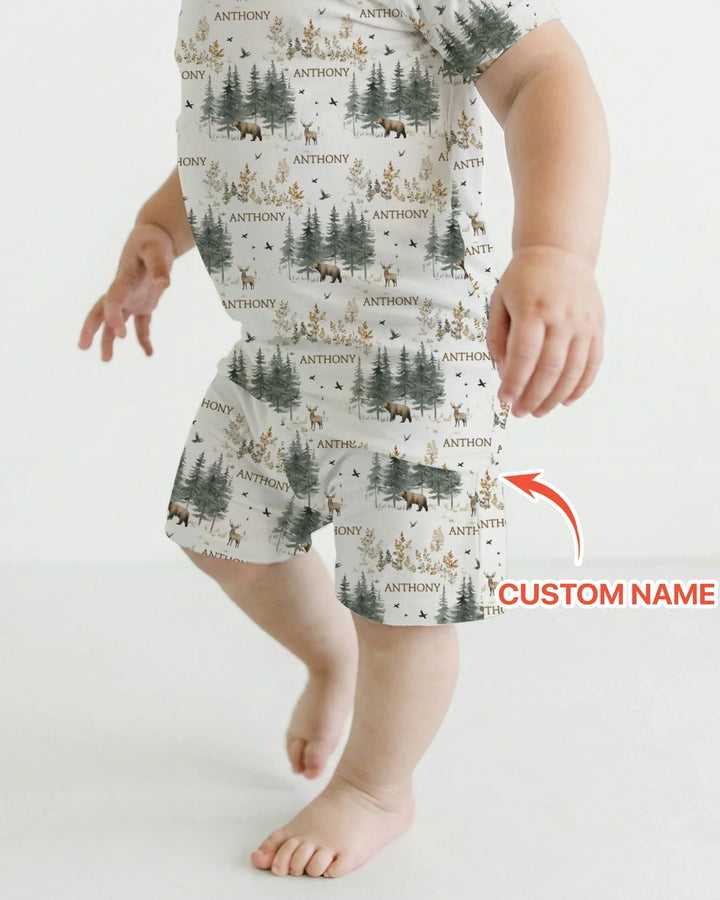 Zweiteiliges Pyjama-Set mit kurzen Ärmeln und Shorts im Sommer-Design