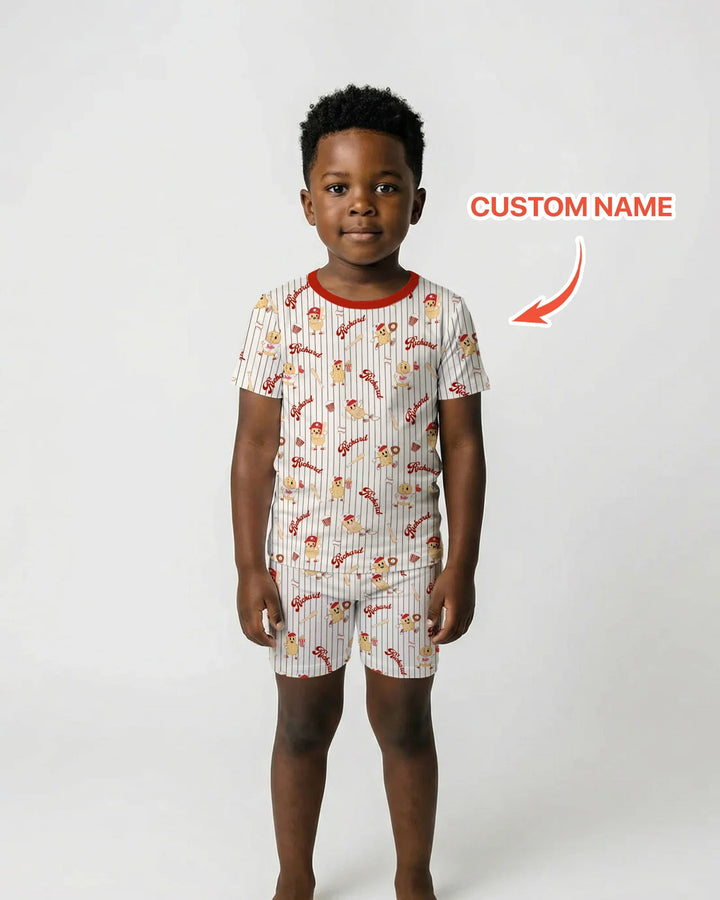 Zweiteiliges Pyjama-Set mit kurzen Ärmeln und Shorts im Sommer-Design