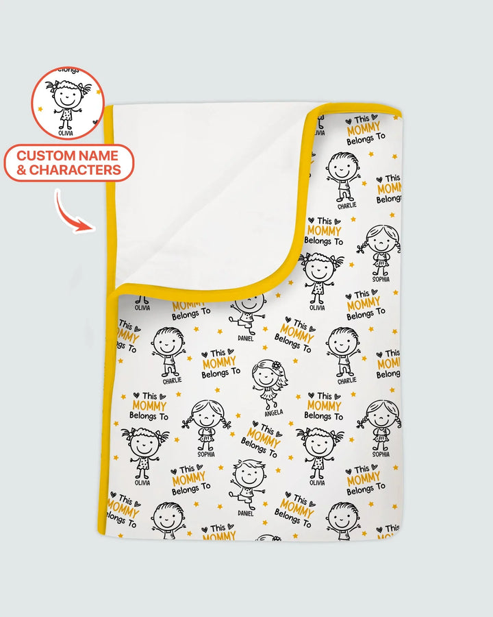 Custom Name "This Mommy Belongs To" Doodle Bamboo Blanket