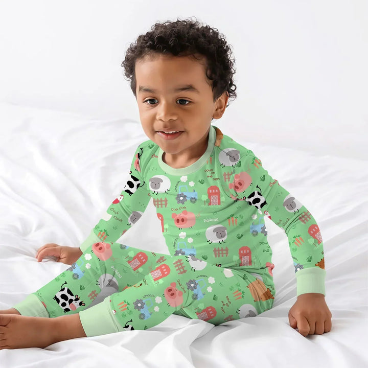 Zweiteiliges Langarm-Pyjama-Set mit Sommerfrüchten