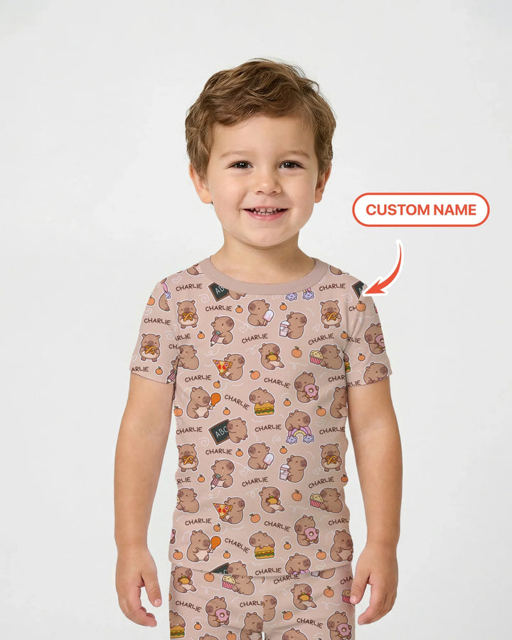 Zweiteiliges, kurzärmliges Pyjama-Set mit Marienkäfern