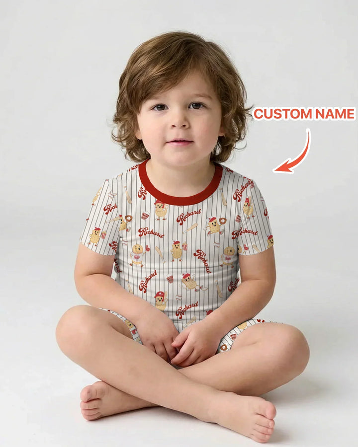 Zweiteiliges Pyjama-Set mit kurzen Ärmeln und Shorts im Sommer-Design