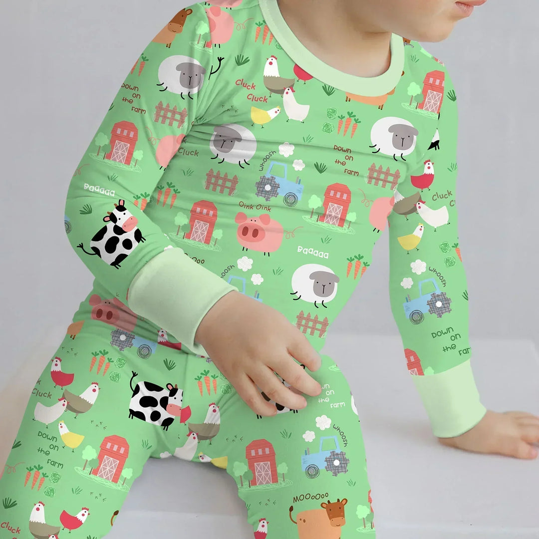Zweiteiliges Langarm-Pyjama-Set mit Sommerfrüchten