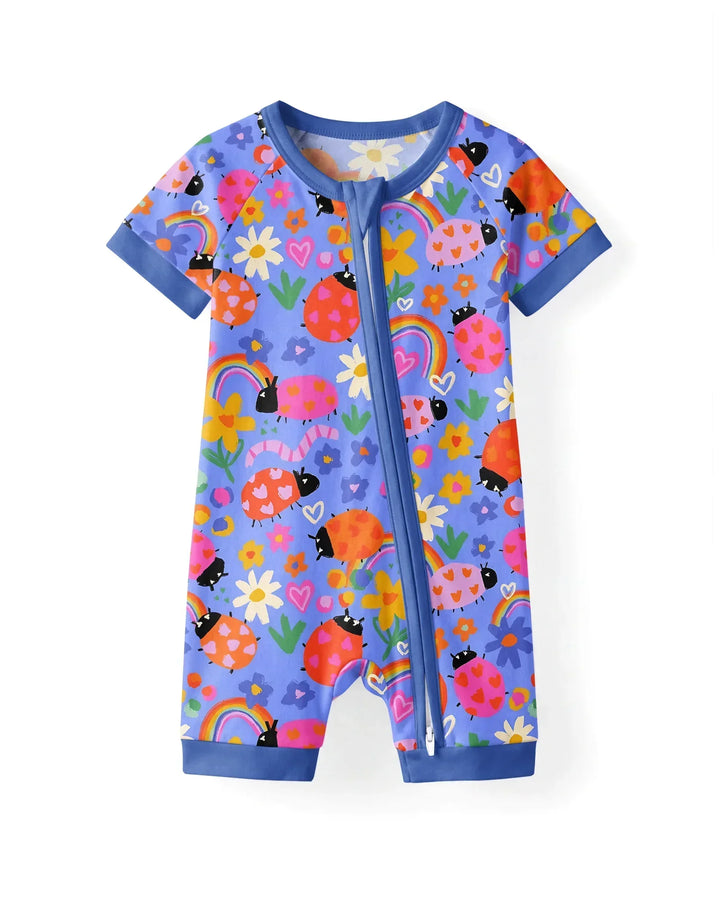 Lady Bugs Bamboo Shorty Zippered Romper