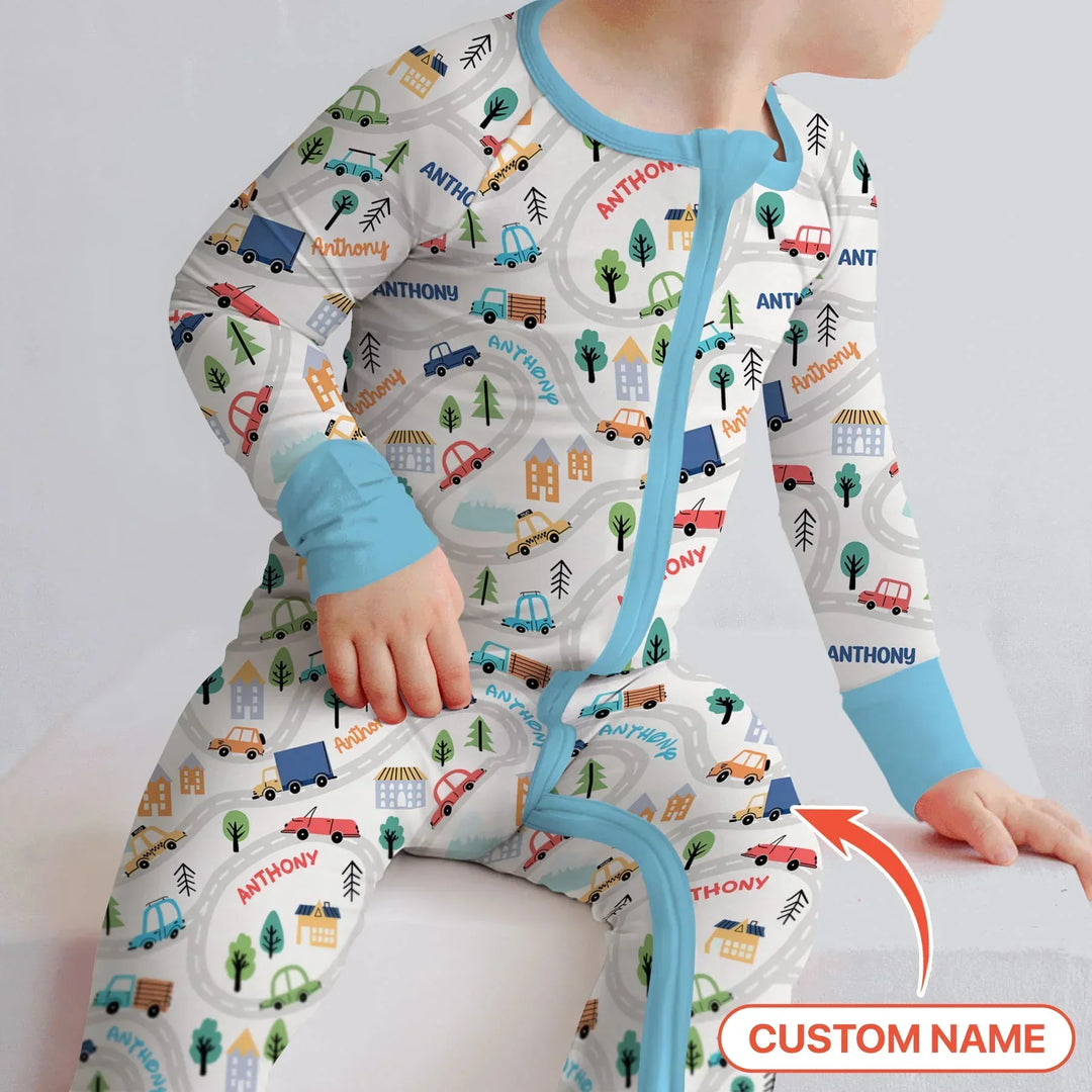 Custom Name Road Map Bamboo Convertible Zippy