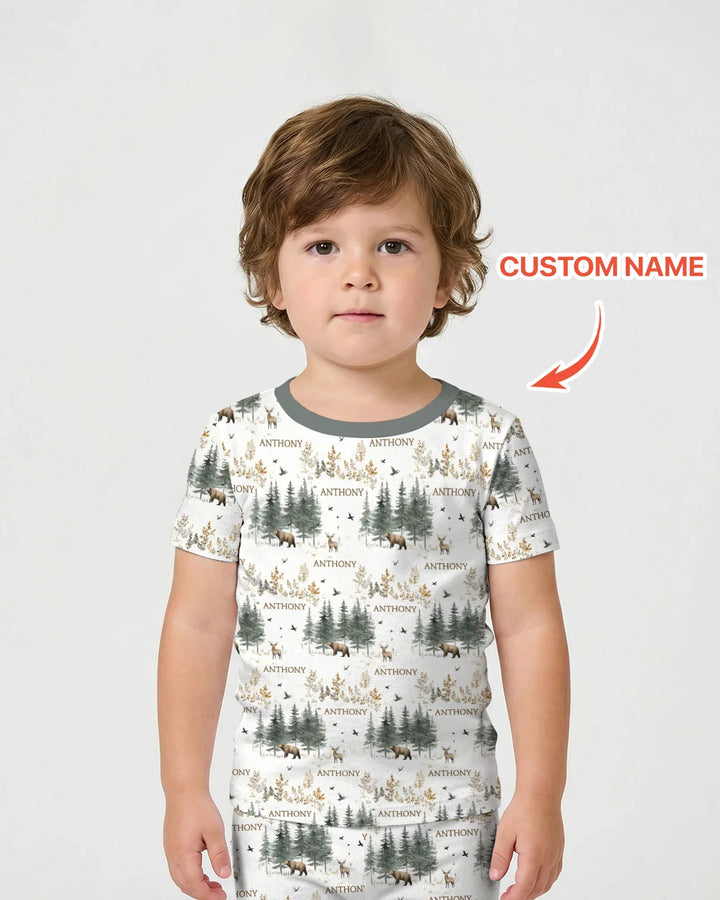 Zweiteiliges Pyjama-Set mit kurzen Ärmeln und Shorts im Sommer-Design