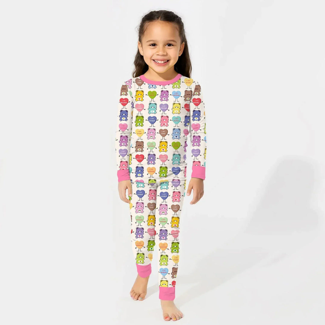 Zweiteiliges Langarm-Pyjama-Set mit Sommerfrüchten