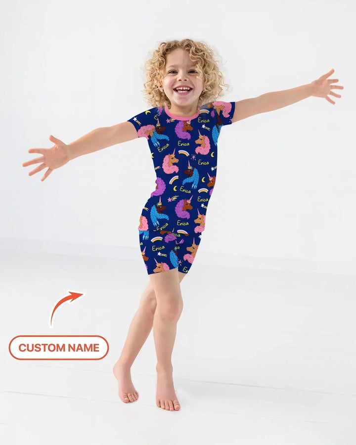 Zweiteiliges Pyjama-Set mit kurzen Ärmeln und Shorts im Sommer-Design