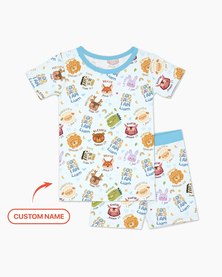 Zweiteiliges Pyjama-Set mit kurzen Ärmeln und Shorts im Sommer-Design