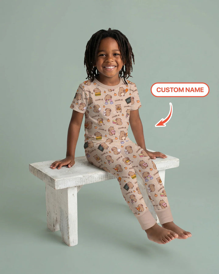Zweiteiliges, kurzärmliges Pyjama-Set mit Marienkäfern