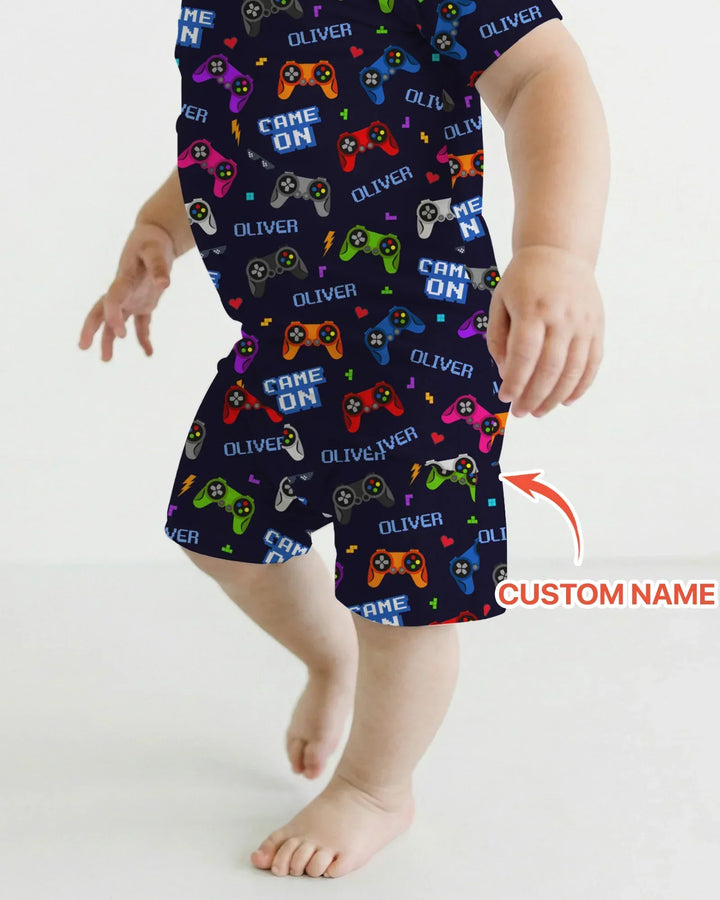 Zweiteiliges Pyjama-Set mit kurzen Ärmeln und Shorts im Sommer-Design