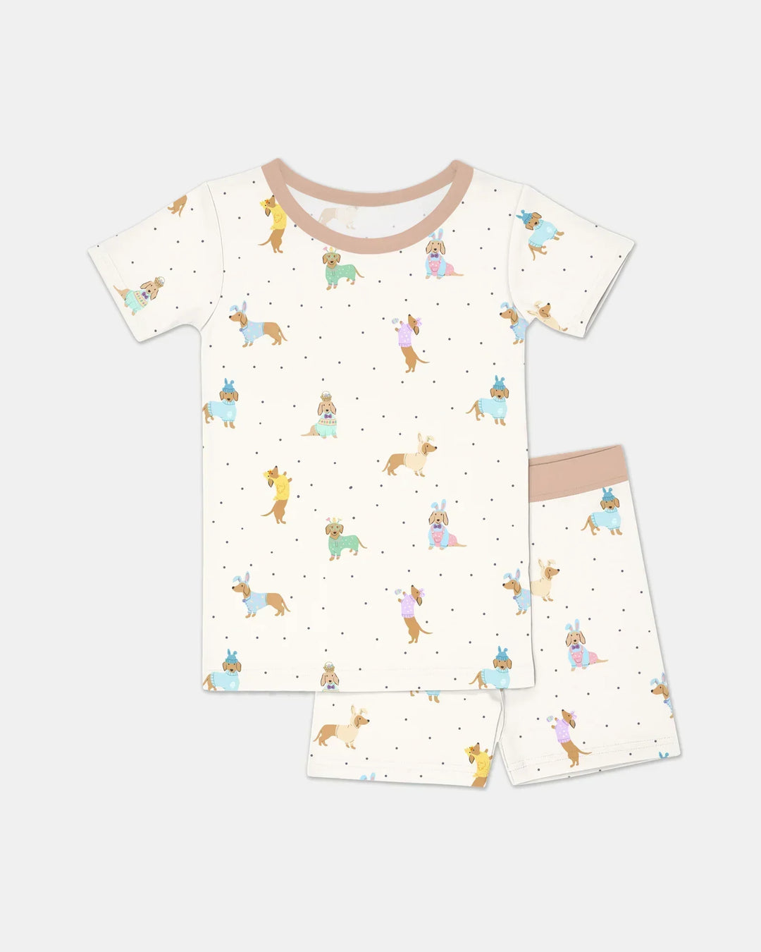 Easter Dachshund Bamboo Two Piece Short Sleeve Shorts Pajama Set